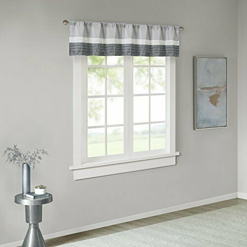 Madison Park Amherst Faux Silk Rod Pocket Valance, 50x18, Grey