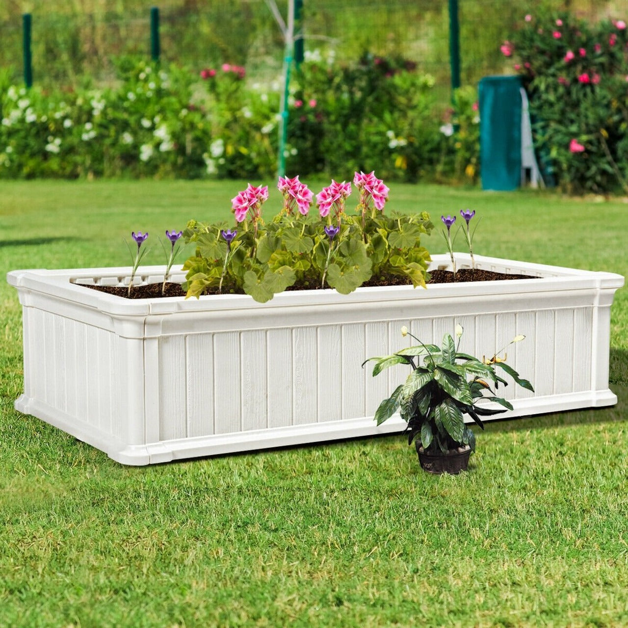 Raised Garden Bed Rectangle Plant Box *FULLY ASSEMBLED* - OP70322WH, reg $211.99