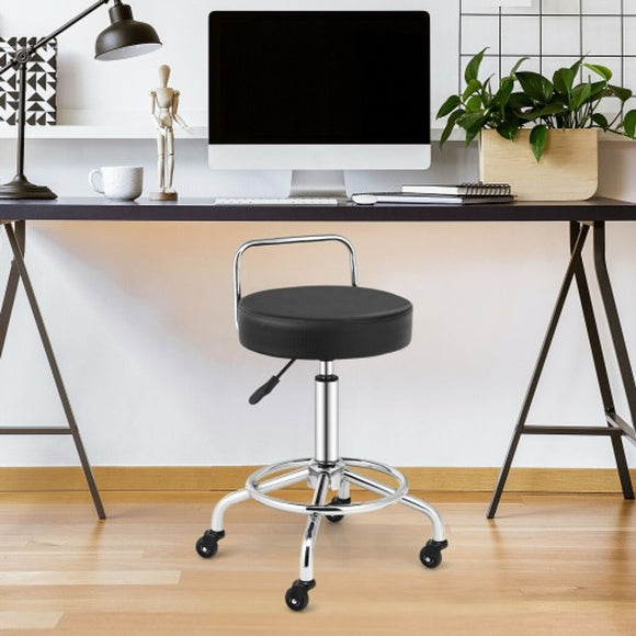 Pneumatic Work Stool Rolling Swivel Task Chair - HW66217BK