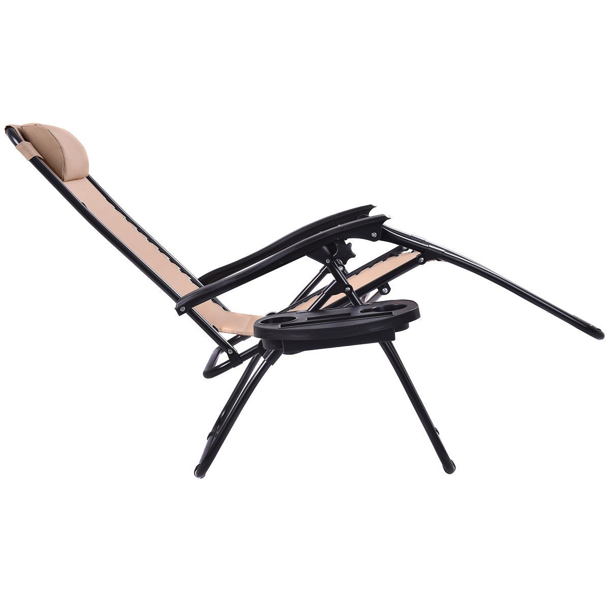 1 PIECE Folding Lounge Chair with Zero Gravity, with drink holder