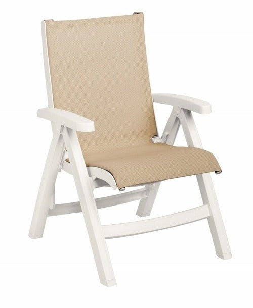 Jamaica Beach Midback Folding Sling Chair with White Frame from Grosfillex