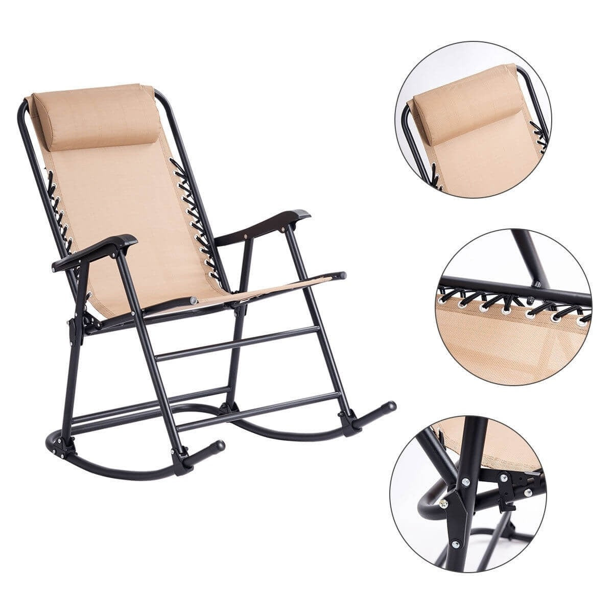 Copy of Outdoor Patio Headrest Folding Zero Gravity Rocking Chair