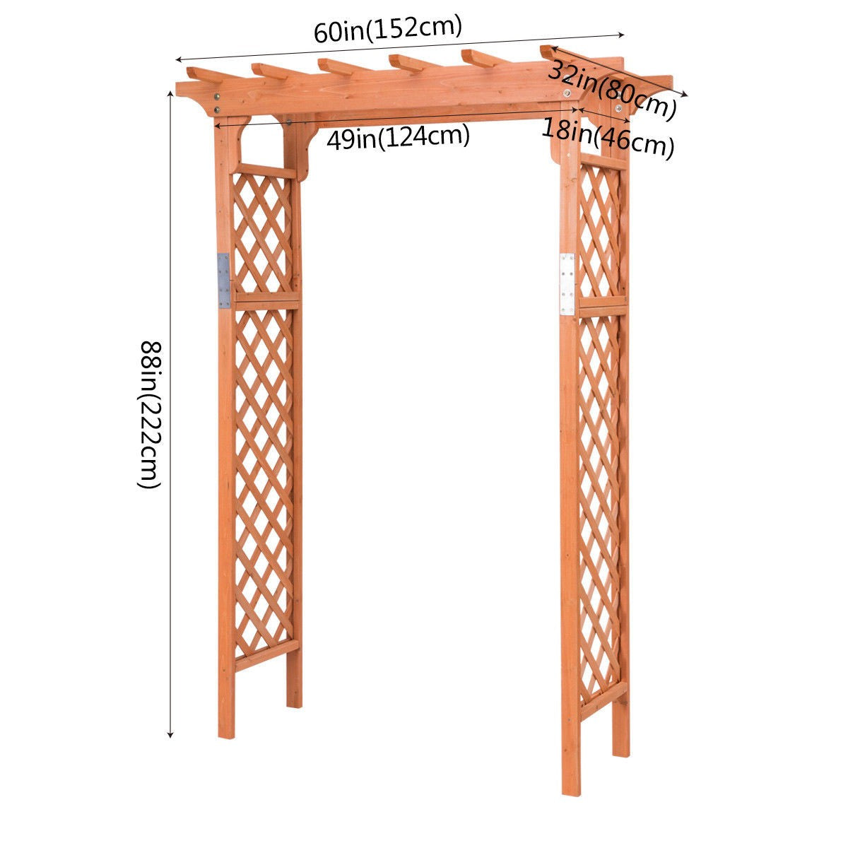 7 ft Garden Wooden High Arbor Arch Plant Pergola, assembled